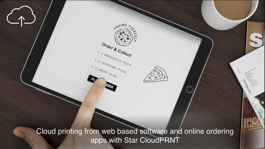 Customer ordering food using a tablet point of sale system
